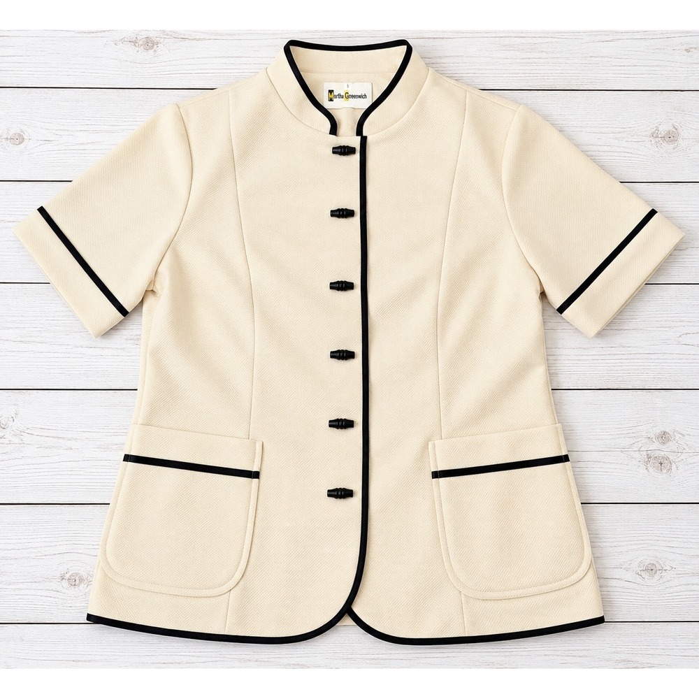 Vintage Marty Gutmacher Short Sleeve Jacket Mandarin Collar Toggle Button 10 NWT